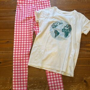 Crewcuts girls outfit tshirt and leggings medium size 8